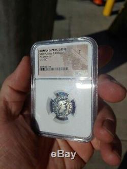 NGC Roman Marc Antony & Augustus Ceasar 41 BC Silver Denarius Very Rare Coin