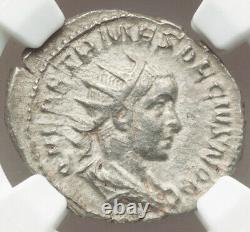 NGC VF Herennius Etruscus AD 251, AR Double Denarius, Roman Empire Silver Coin
