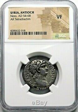 NGC VF. Nero (AD 54-68) Stunning Tetradrachm. Ancient Roman Silver Coin