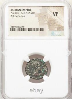 NGC VF Roman Empire Plautilla, Wife of Caracalla 202-205 Denarius Silver Coin