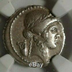 NGC VF. Roman Republic P. Clodius 42 BC. Stunning Denarius. Ancient Silver Coin