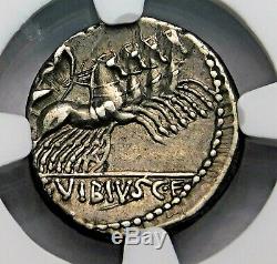 NGC XF. C. Vibius C. F. Pansa. Stunning Denarius. Roman Republic Silver Coin