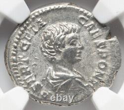 NGC XF Geta Caesar 209-211 AD Roman Empire Denarius Coin, Ancient Rome HighGrade