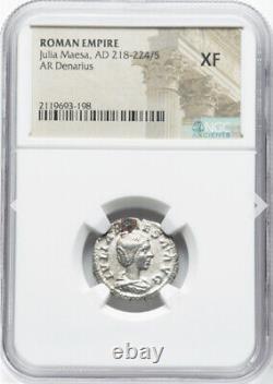 NGC XF Julia Maesa 218-224, Roman Empire Grandmother of Elagabalus Denarius Coin