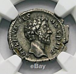 NGC XF Marcus Aurelius. Superb Denarius. Father of Commodus. Roman Silver Coin