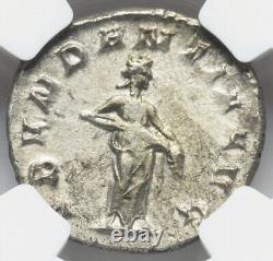 NGC XF Trajan Decius 249-251 AD, Caesar Roman Empire AR Denarius. Silver Coin