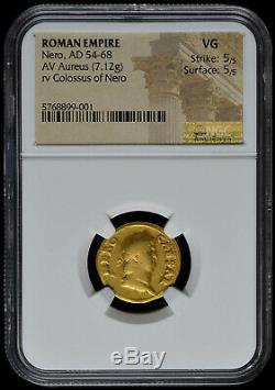 Nero (AD 54-68) Roman AV gold aureus coin Colossus RIC 46 NGC certified