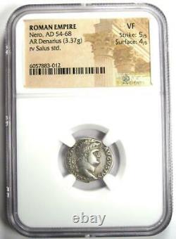 Nero AR Denarius Roman Silver Coin 54-68 AD Certified NGC VF 5/5 Strike