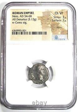 Nero AR Denarius Silver Ancient Roman Coin 54-68 AD Certified NGC Choice VF