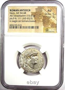 Nero AR Tetradrachm Silver Roman Antioch Coin 63 AD Certified NGC AU