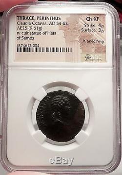 OCTAVIA, wife of Nero. Thrace, 54 AD. Authentic Roman Coin Certified NGC Choice XF