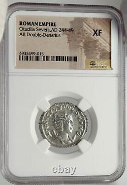 OTACILIA SEVERA Authentic ANcient 246AD Silver Roman Coin w JUNO NGC i83554