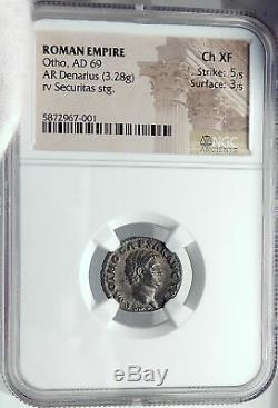 OTHO Very Rare 69AD Authentic Ancient Silver Roman Coin Securitas NGC i82503