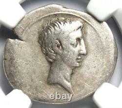 Octavian Augustus AR Denarius Silver Coin 30-29 BC Certified NGC Choice Fine
