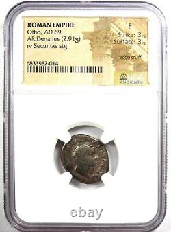 Otho AR Denarius Silver Ancient Roman Coin 69 AD Certified NGC Fine Rare