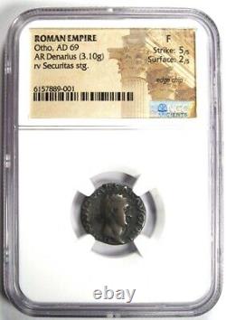 Otho AR Denarius Silver Roman Coin 69 AD Certified NGC Fine Rare Ruler
