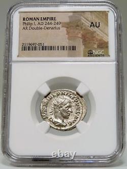 PHILIP I. NGC Certified AU. Securitas ORBIS Safety of the World Roman Coin