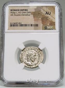 PHILIP I. NGC Certified AU. Securitas ORBIS Safety of the World Roman Coin