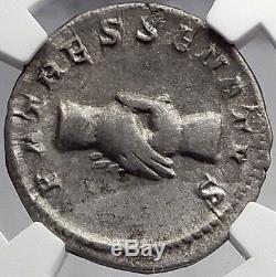 PUPIENUS 238A Clasped Hands Authentic Ancient Roman Silver Coin NGC Certified XF