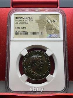 PUPIENUS Ancient 238AD Rome Sestertius Rare Roman Coin NGC Ch VF (NMM)