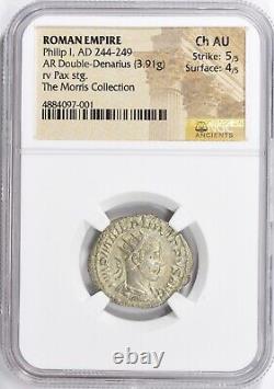 Philip I AR Double Denarius Silver Roman Empire 244-249 AD NGC Choice AU
