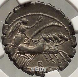 ROMAN REPUBLIC 83BC Balbus NGC Certified AU Silver Denarius Ancient Coin SUPERB