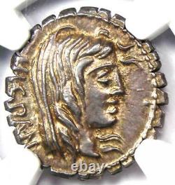 Roman A. Post. Albinus AR Denarius Serratus Silver Coin 81 BC NGC Choice AU