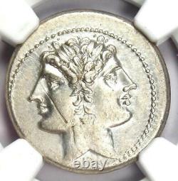Roman Anonymous AR Quadrigatus Dioscuri Janiform Coin 225 BC NGC Choice AU