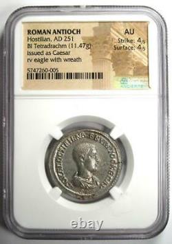 Roman Antioch Hostilian BI Tetradrachm Coin 251 AD Certified NGC AU Rare
