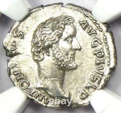 Roman Antoninus Pius AR Denarius Silver Coin 138-161 AD. Certified NGC Choice AU