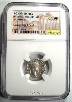 Roman Antoninus Pius AR Denarius Silver Coin 138-161 AD. Certified NGC Choice VF