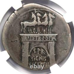 Roman Augustus AR Cistophorus Coin 19 BC (Pergamum, Triumphal Arch) NGC Fine