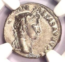Roman Augustus AR Denarius Coin Lugdunum 27 BC 14 AD Certified NGC AU