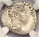 Roman Augustus Ar Denarius Coin Lugdunum 27 Bc 14 Ad Ngc Au Condition