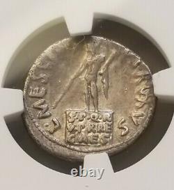 Roman, Augustus Denarius NGC Choice VF Ancient Silver Coin