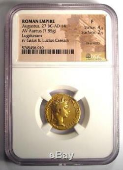 Roman Augustus Gold AV Aureus Coin 27 BC 14 AD Certified NGC Fine Condition