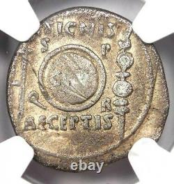 Roman Augustus Octavian AR Denarius Coin 19 BC Certified NGC VF (Very Fine)