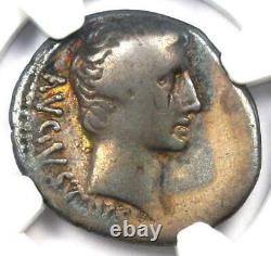 Roman Augustus Octavian AR Denarius Coin 21 BC Certified NGC VG