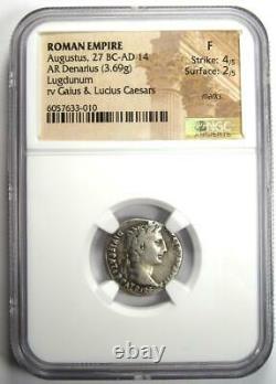 Roman Augustus Octavian AR Denarius Coin 27 BC 14 AD Certified NGC Fine
