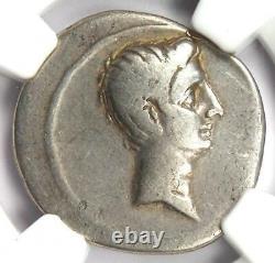 Roman Augustus Octavian AR Denarius Coin 30 BC Certified NGC Fine Early Date