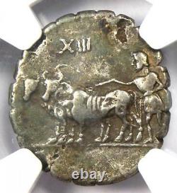 Roman C. Mar. Cf. Capito AR Denarius Serratus Silver Coin 81 BC NGC Choice VF