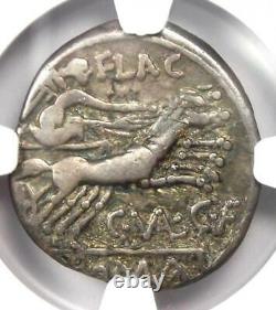 Roman C. Valerius Cf. Flaccus AR Denarius Silver Coin 140 BC Certified NGC VF