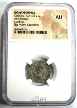 Roman Caracalla AR Denarius Silver Coin 198-217 AD Certified NGC AU Condition