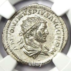 Roman Caracalla AR Double Denarius Silver Coin 198-217 AD Certified NGC AU