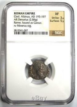 Roman Clodius Albinus AR Denarius Coin 195-197 AD Certified NGC XF Condition