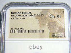 Roman Coin 222-235 Severus Alexander Silver Denarius NGC Choice Extra Fine