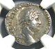 Roman Coin Hadrian/roma Holding Victory 117-138 Ad Ar Denarius Ngc Extra Fine