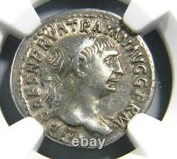 Roman Coin Trajan / Victory, 98-117 AD AR Denarius NGC Very Fine