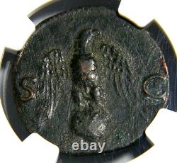 Roman Coin Vespasian /Eagle on Globe 69-79 AD Æ AS NGC Very Fine