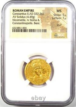 Roman Constantius II AV Solidus Gold Coin 337-361 AD Certified NGC MS (UNC)